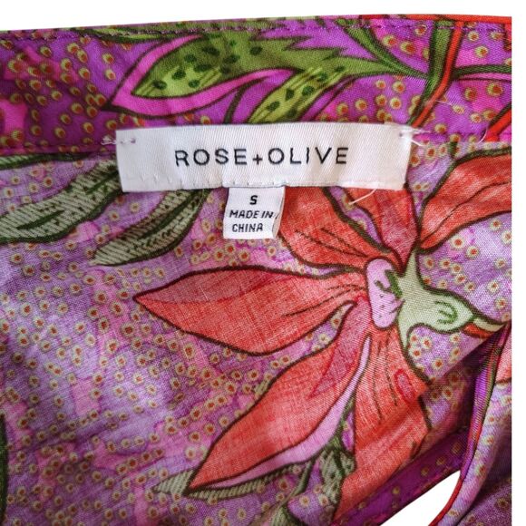 Rose & Olive Colorful Floral Sleeveless Lace and Ruffles Petalum Blouse Size 6 - Picture 5 of 8